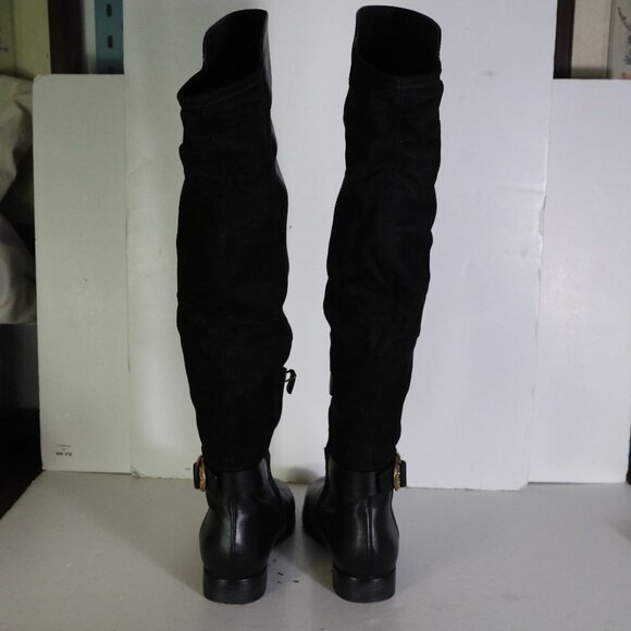 Tory Burch Marsden Over the Knee Boots Womens 7.5 Black Suede Leather Two Tone - Picture 8 of 11